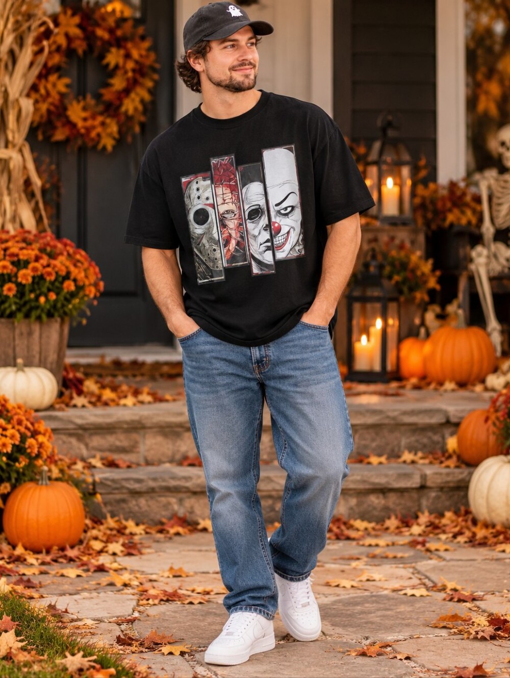 Horror Movie Villains Graphic T-Shirt Jason Freddy Pennywise 2XL